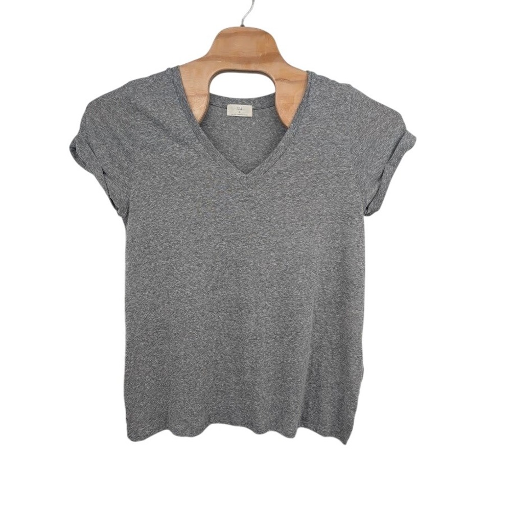 T.La Heather Gray V-Neck Short Sleeve Tee